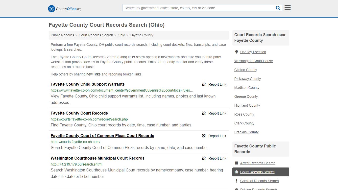 Fayette County Court Records Search (Ohio) - County Office